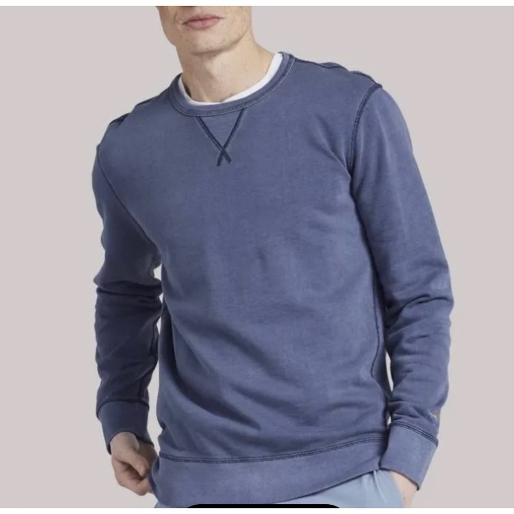 Faherty Men's L Beach Crew Sweatshirt 100% Cotton Blue